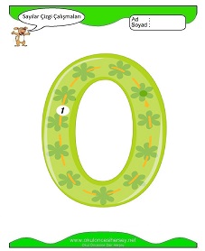 okul öncesi çocuklar 0 Rakamı Çizgi Çalışmaları çalışma sayfaları